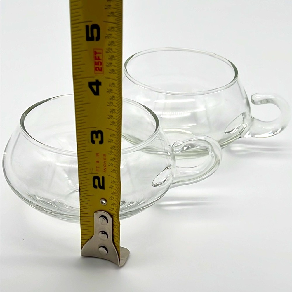 Vintage Moderno by Riekes-Crisa Hand Blown Clear Glass Punch Cups (Set of 2) - Picture 8 of 9